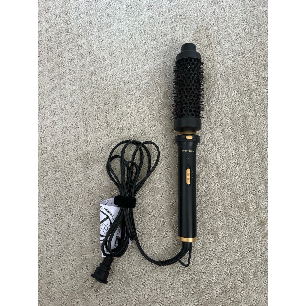 Black and Gold Rotating Hot Air Styling Brush - Women Hair Tool